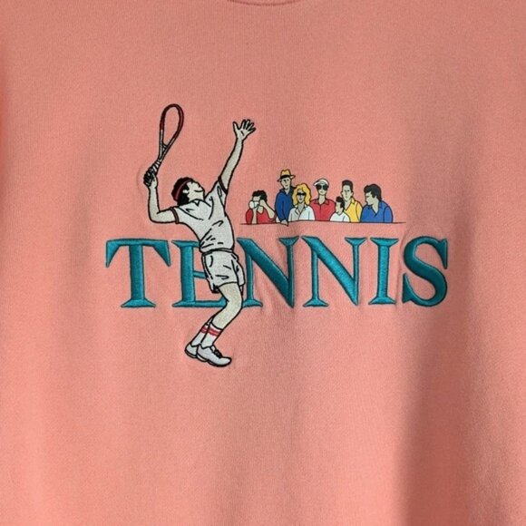 Lacoste Live Retro Tennis Sweatshirt M Peach Pink Embroidered 80s 90s Preppy - Picture 3 of 7